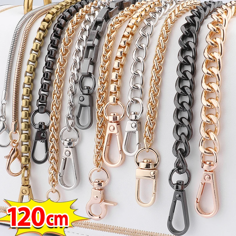 Piezas de repuesto de cadena de bolso de aluminio y Metal de 120cm, accesorios para bolso de hombro tejido a mano, correas desmontables hechas a mano DIY