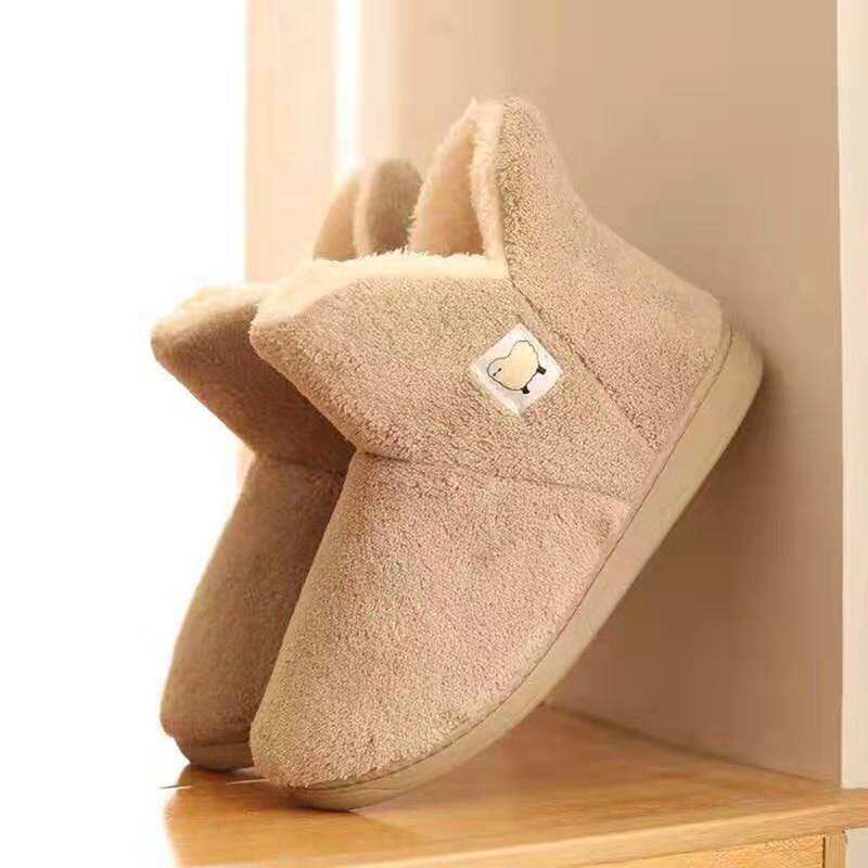 Bottines d'hiver pour femmes, chaussures plates en peluche pour garder au ,