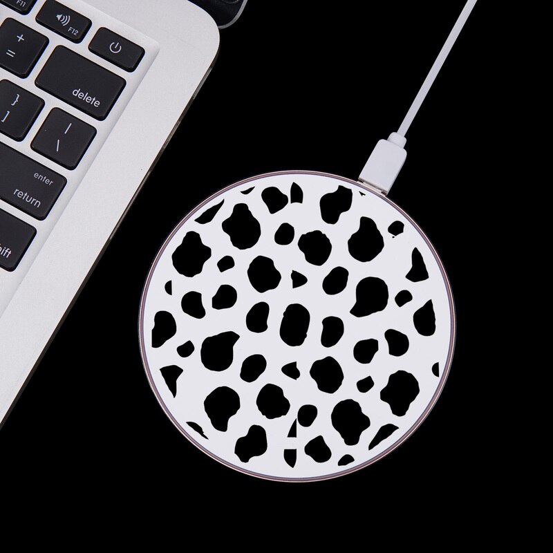 Cow Symbol Pattern Print 10W Fast Wireless Charger for Samsung Galaxy S10 Note 9 USB Qi Charging Pad for IPhone 11 X Airpods2