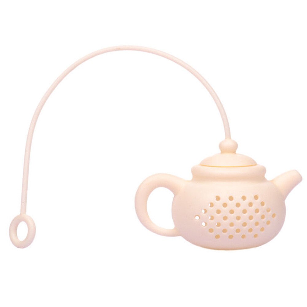 Theepot-Vorm Thee-ei Zeef Silicone Theezakje Leaf Filter Diffuser Siliconen Thee Accessoires 2 Kleuren: WHITE