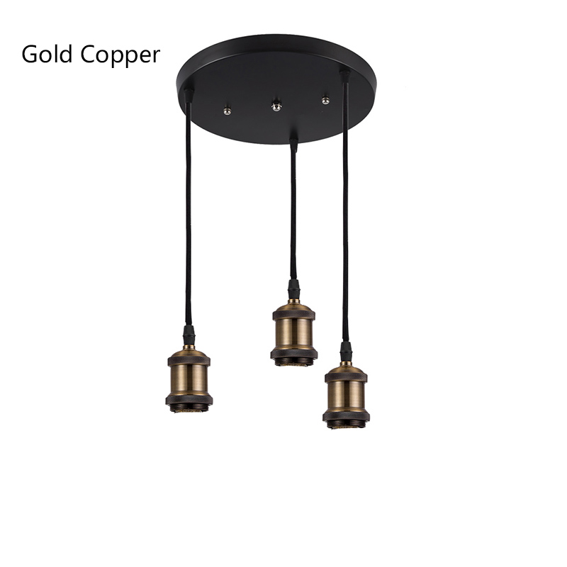 E27 Socket Aluminum Light Lamp Holder E26 Screw Bulb base Vintage Pendant lights Industrial Retro Fittings lamp holder Fixture: Golden Round