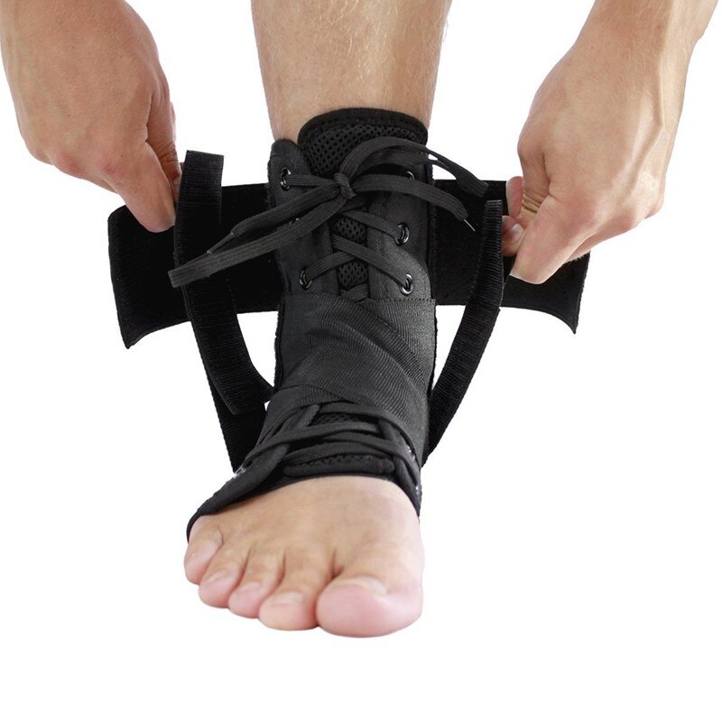 Ankelstøtte snørejusterbar ankelbøjle til fraktur forstuvning skade forebyggelse varus fod bandage wrap fælles korrektion bælte: S