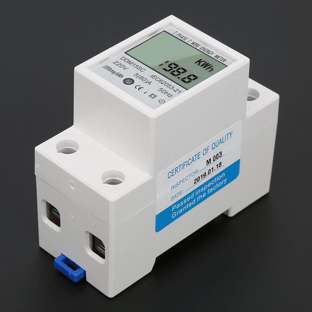 DDM15SC Elektrische Kwh Meter Single Fase Twee Draads Din Rail Elektrische Energie Meter Kilowattuur Kwh Meter Lcd Display