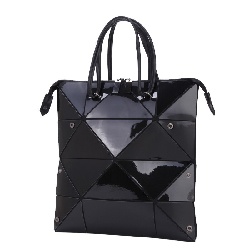 Women Bag Famous Brand Geometric Folding Women Messemger Shoulder Bags Bao Ladies Tote Bags Handbags: Black