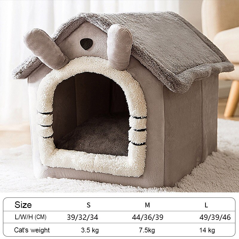Casa para gatos, cama para mascotas, casa para perros para las cuatro estaciones, cálida, lavable, antideslizante, accesorios para gatos, suministros para perros cama perro casa para perro cama casita para perro pequeñ: Cat / L 49x39x46