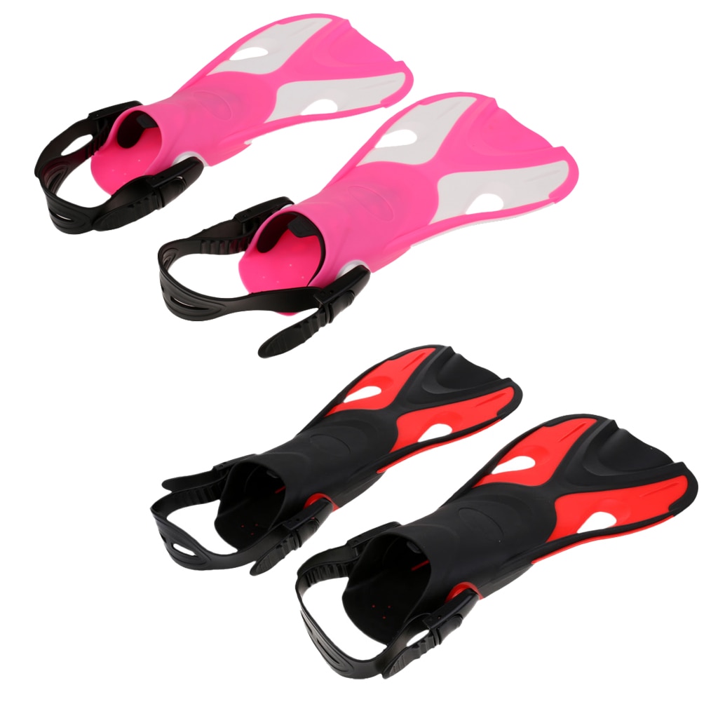 1 Pair Universal Kids Swim Fins Floating Training Fins Flippers with Adjustable Open Heel for Swimming Diving Water Sports