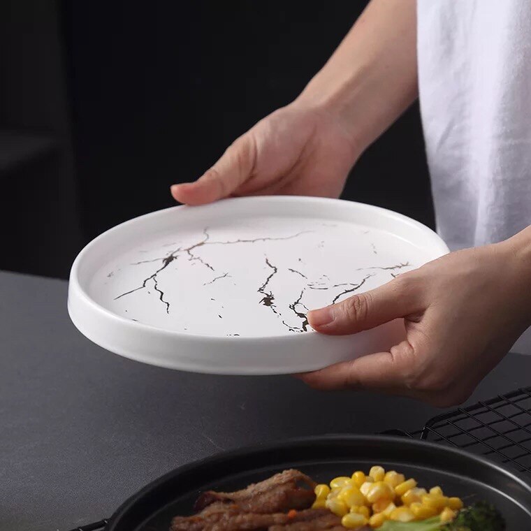 Westerse steak plaat thuis persoonlijkheid creatieve gemarmerd keramische plaat schotel chinese antieke kom trays decoratieve China