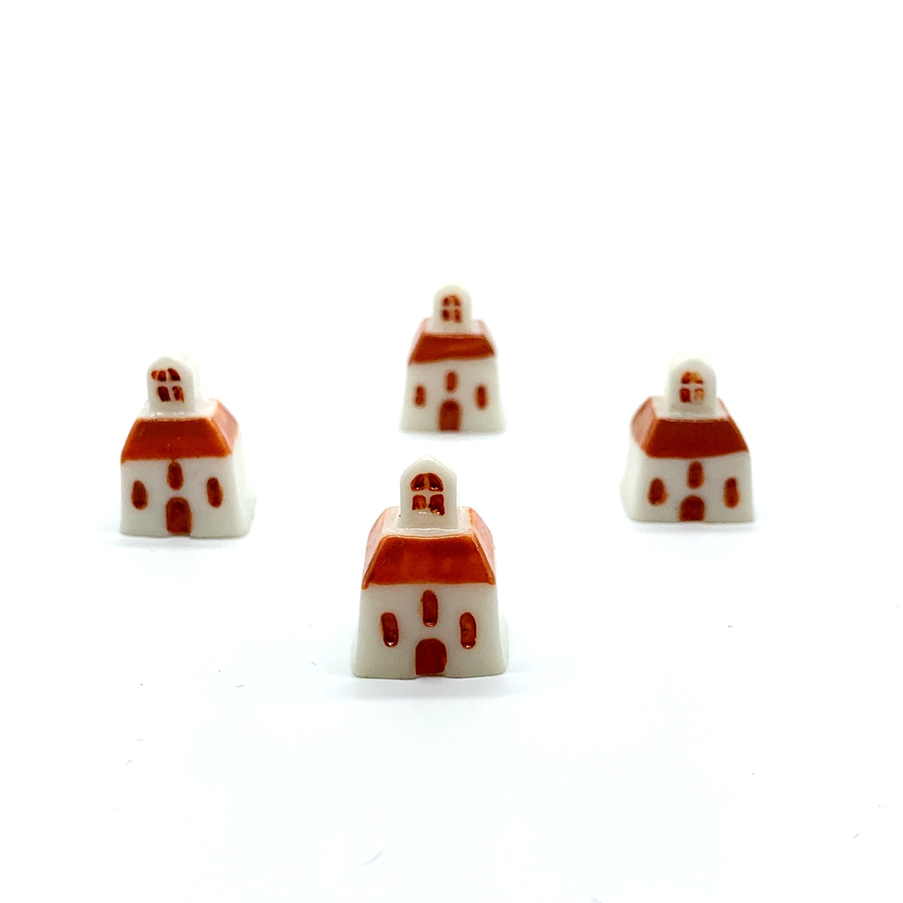 4PCS Mini Cute House Model Miniature Fairy Garden Decor Windmill Castle Church Photography Props DIY Accessories: 4PCS Church