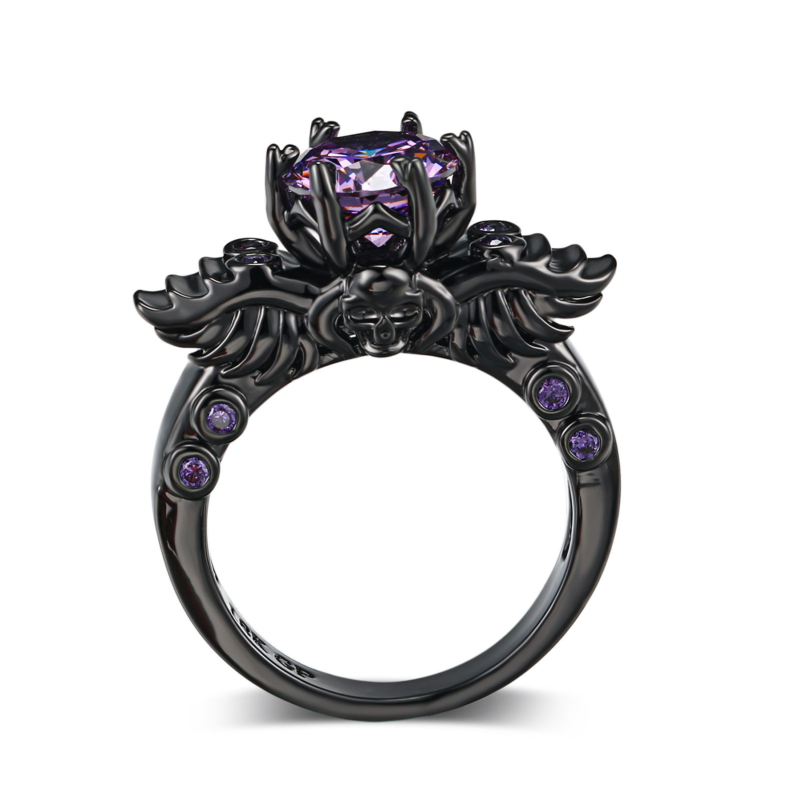 Retro Punk Skull Gothic Ring For Women Men Halloween Goth Black Gold Color Rings Accession Jewelry R523: 5 / Silver