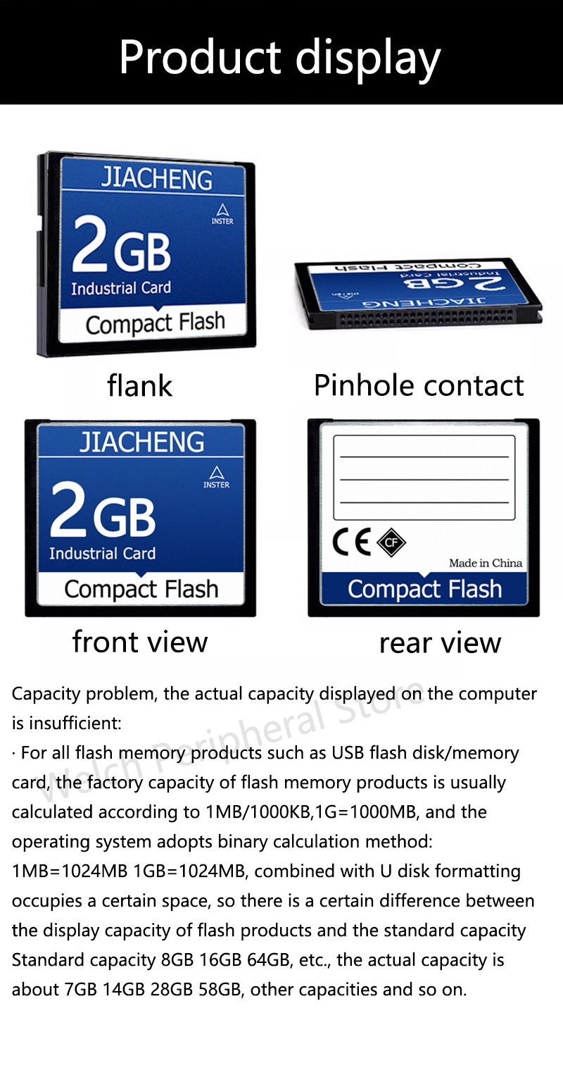 Industrial Compact Flash CF Card 32MB 64MB 128MB 256MB 512MB 1GB 2GB 4GB 8GB PCMCIA Memory Card