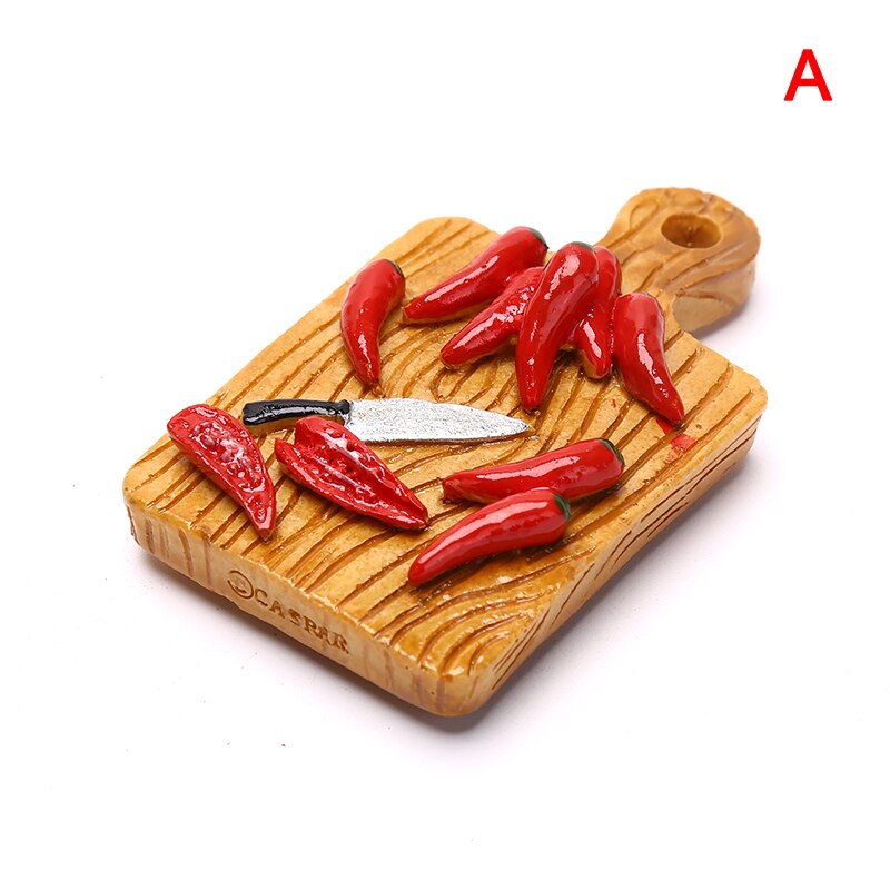 Mini casa de muñecas 1:6, huevo frito, guindilla, modelo de tabla de cortar, accesorios de cocina para Decoración de casa de muñecas, juguetes para niños: A