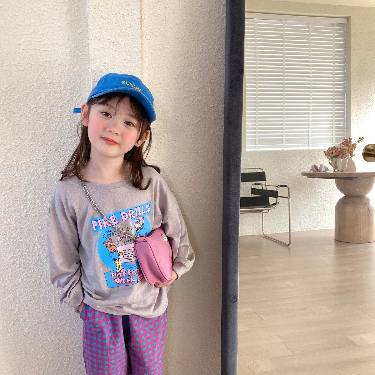 Våren jenter bomull rutete hoftebukser myke, løse bukser for barn 2-7y