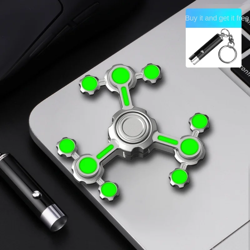 Technology Sense Chaos 3 Double Pendulum Luminous Fidget Spinner Alloy Super Long Time Finger Stress Relief Toys for Adults Kids: Blue