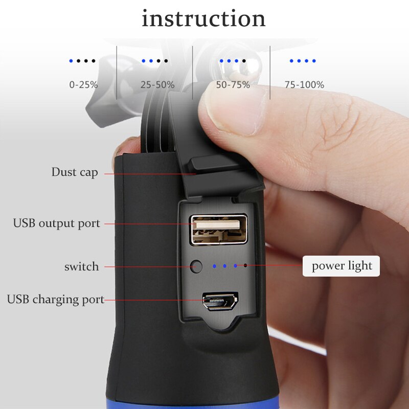 5200 mah opladeligt kamera power bank håndtag monopod stativ genopladeligt batteri til gopro max hero 9/8/7/6/5 osmo pocket action