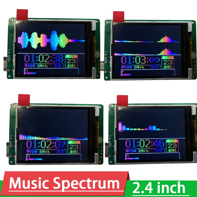 Analyseur de spectre de musique LED 2.4 pouces, affichage à commande vocale, indicateur de niveau Audio stéréo, VU mètre pour amplificateur de voiture AUX