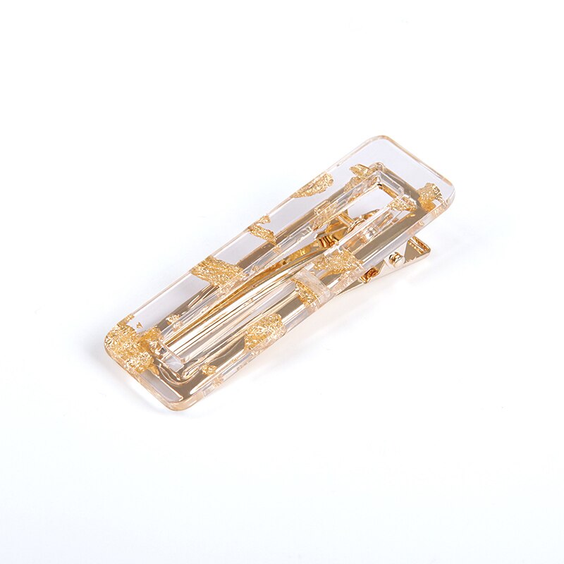 Woman's Crystal Hair Rectangular Hairpin Acrylic Pin Metal Alloy Hairband Moon Circle Hairpin Girl Holder Accessories: 17