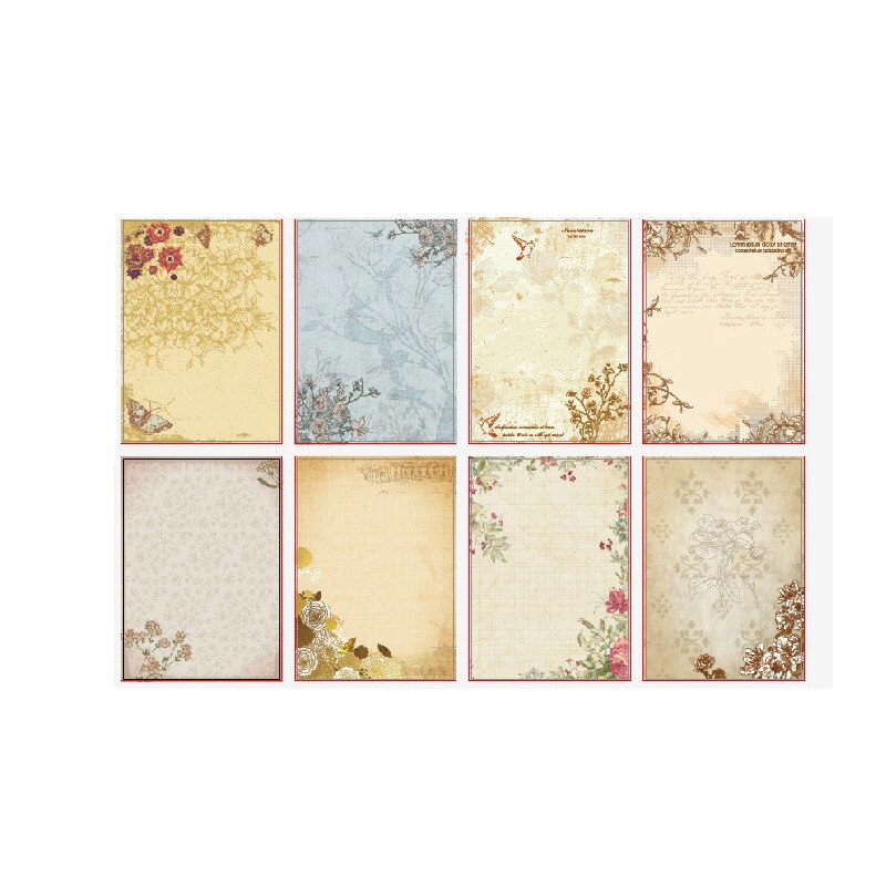 10pcs Kraft Brown Letter Paper Vintage Flowers Letterhead Letter Writing Paper Letter Pad Drawing Sketch Pad Stationery