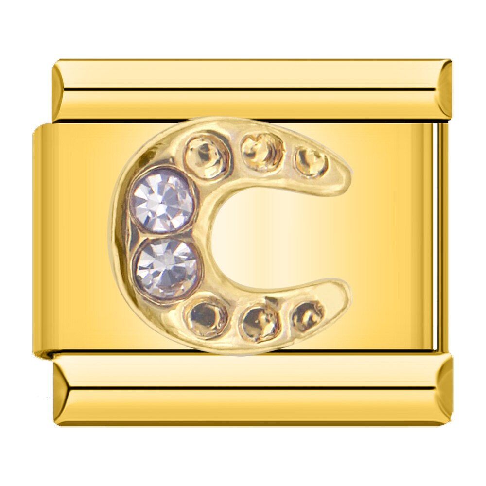 Hapiship moda popolare dolce corona ala stella rotonda CZ Charm link misura 9mm braccialetto in acciaio inossidabile fai da te fare gioielli DJ013: B
