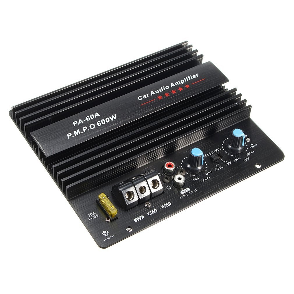 PA-60A 12V Mono 600W High Power Car Audio Amplifier Wire Drawing Powerful Bass Subwoofers Amplifier With 20A Fuse