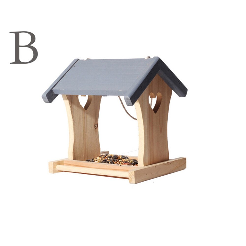 Wooden bird feeder outdoor bird feeder personality simple home balcony garden bird food box: 2