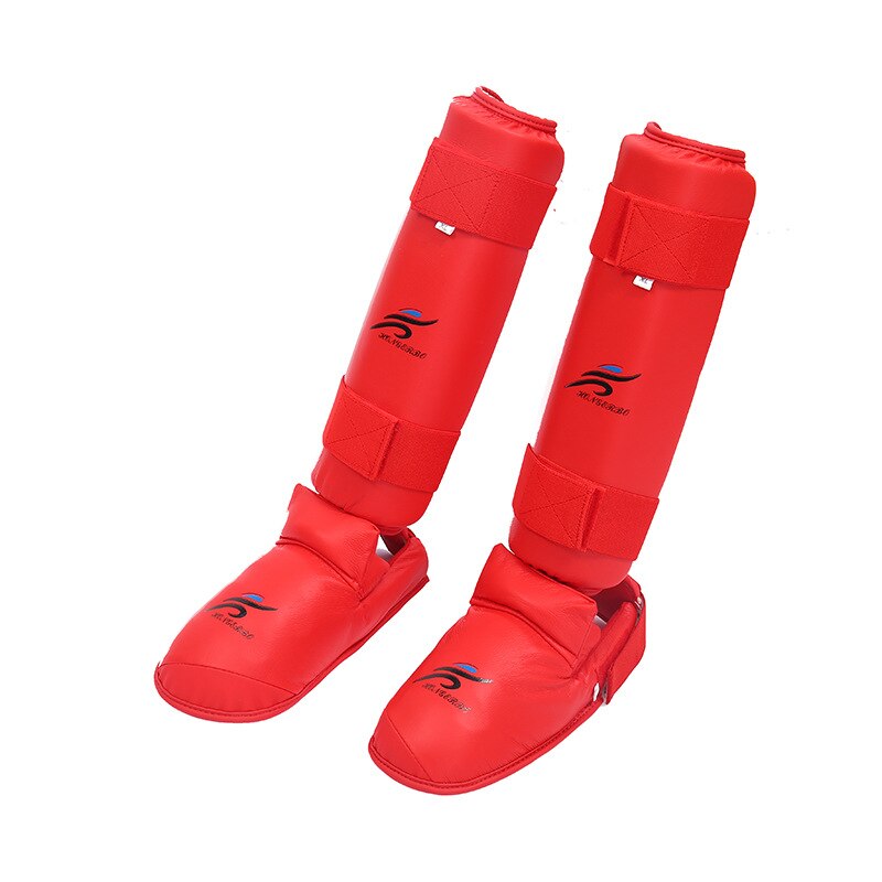 Red Blue Karate Leggings Shin Guards Boxing Sanda Shin Protector Kickboxing Protect The Instep Fighting Training Ankle Guards: Red Siamese / XL