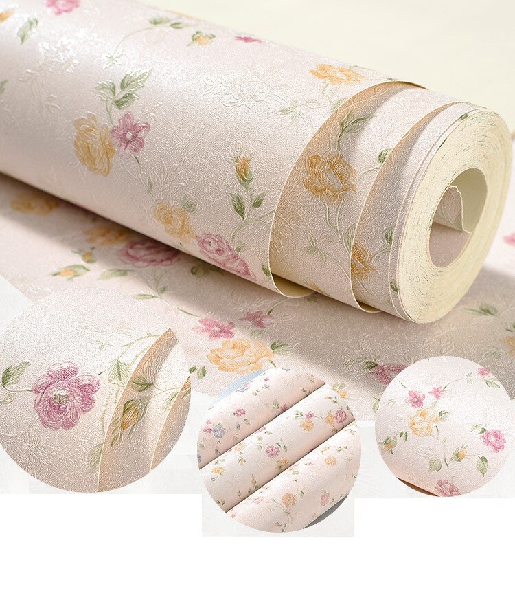 Papel tapiz coreano rosa púrpura floral PVC impermeable para dormitorio Sala pared rollo de papel decoración del hogar 10MX53CM