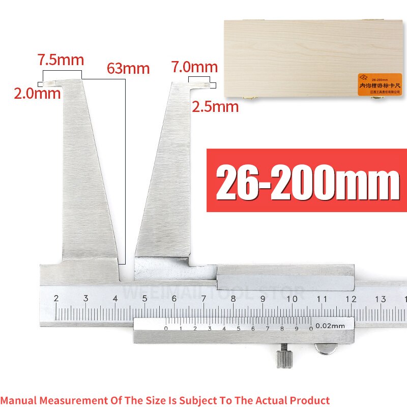 10-160mm Inner Groove Caliper Inside Vernier Caliper Stainless Steel Long Claw For Inner Diameter Measurement Tool Gauge 30-300: 26-200 Inside Groove