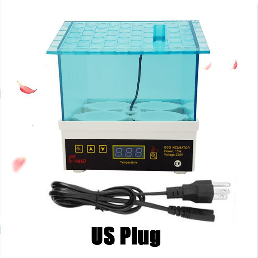 Mini Semi Automatic Duck Goose Incubator with LED Light Poultry Chicken Bird Hatcher Tool Digital Temperature Brooder Incubator: US Plug