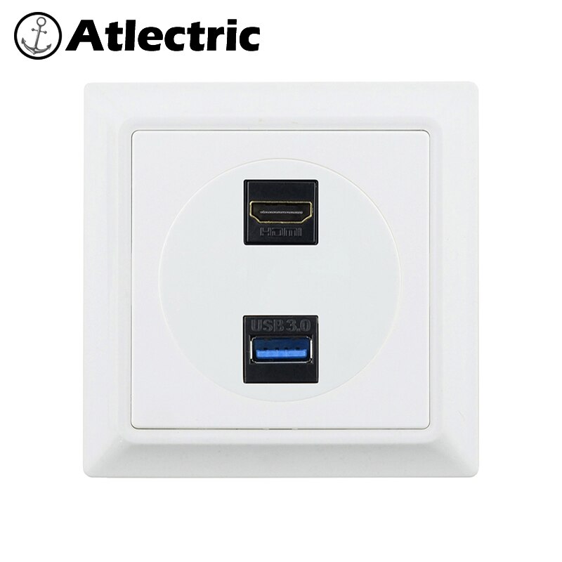Atlectric dual hdmi hd tv usb dataliitin hdmi & usb data portti television seinäpistorasia pc retro paneeli pistorasia 86 tyyppi