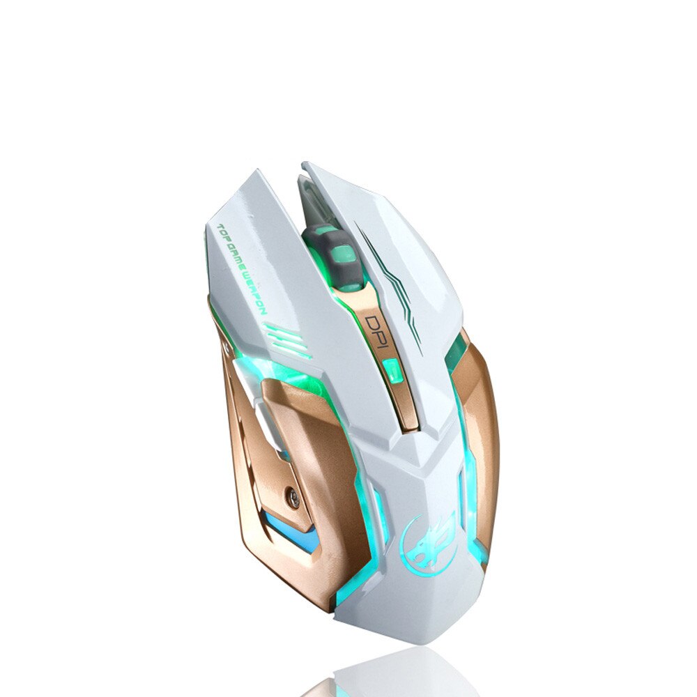 Rechargeable T1 Wireless Mouse Silent LED Backlit USB Optical Ergonomic Gaming Mouse For Computer PC 20A: White