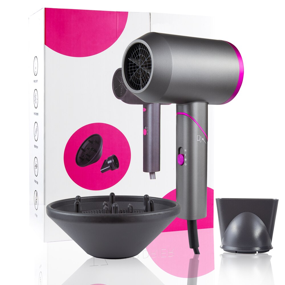 Hair Dryer 2000W Portable Handle Seamless Folding Household Hair Dryer Strong Wind Air Cold Air Diffuser Fast Dry
