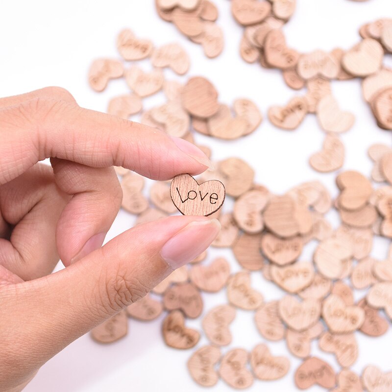 100/200Pcs Mini Houten Hart Tafel Versieren Rustieke Houten Confetti Tabel Scatter Home Decoratie Diy Craft levert