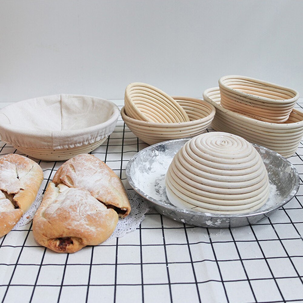 Rattan Banneton Bread Proofing Proving Baskets Set Round /Oval Natural Rattan Fermentation Basket Dough Wicker Rattan DIY Tool