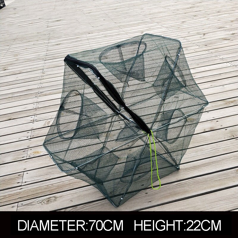 Foldet sekskant 6 skrog fiske reker automatisk felle fiskenett fisk reker ørekyte krabbe agn kastet netting felle  b082