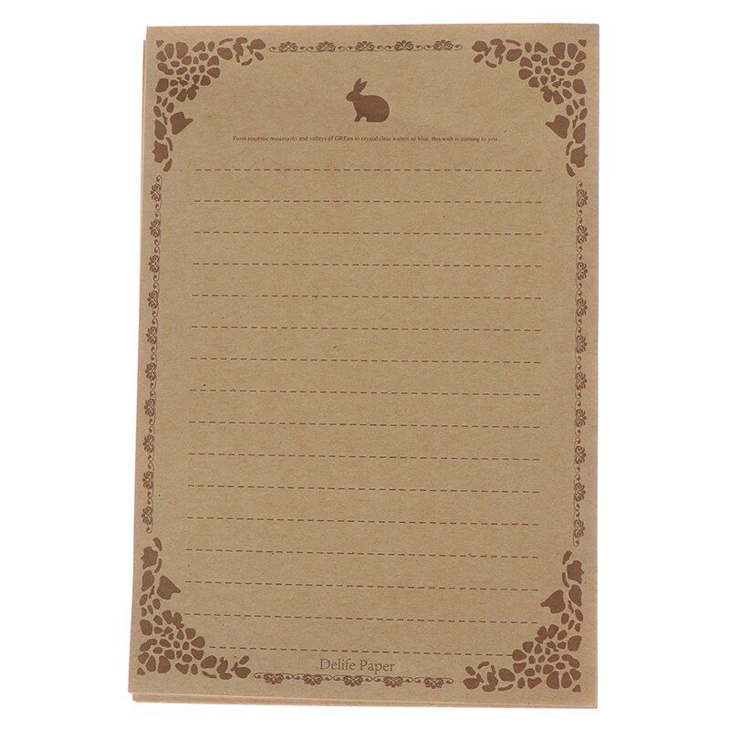 8 Sheets Letter Paper Vintage Flower Letterhead Letter Kraft Brown Writing Paper Letter Pad Drawing Sketch Pad Stationery