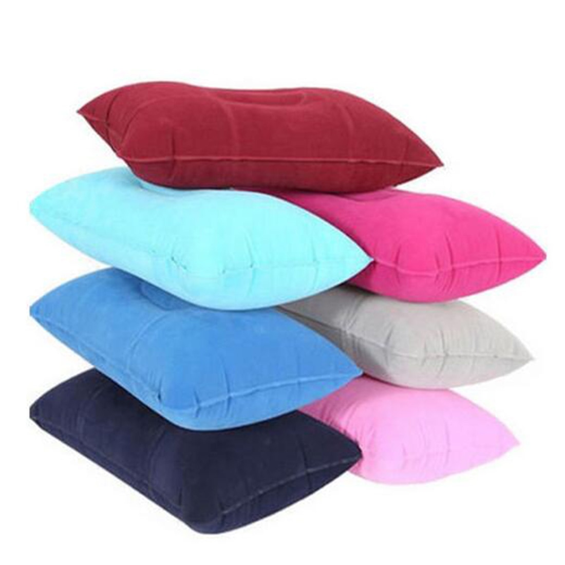 Almohada inflable portátil para viajes, cojín de aire para campamento, playa, coche, avión, descanso para la cabeza, cama para dormir, deporte al aire libre 13