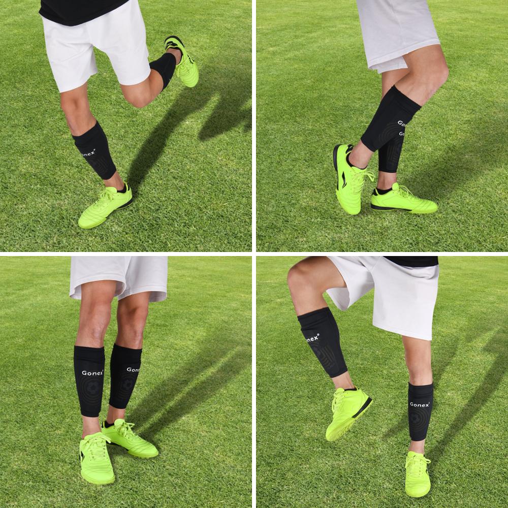 Gonex Soccer Shin Guards with Slip Pad Sleeves Canilleras for Football Games, EVA Cushion Protection Reduce Injuries 1 Pair