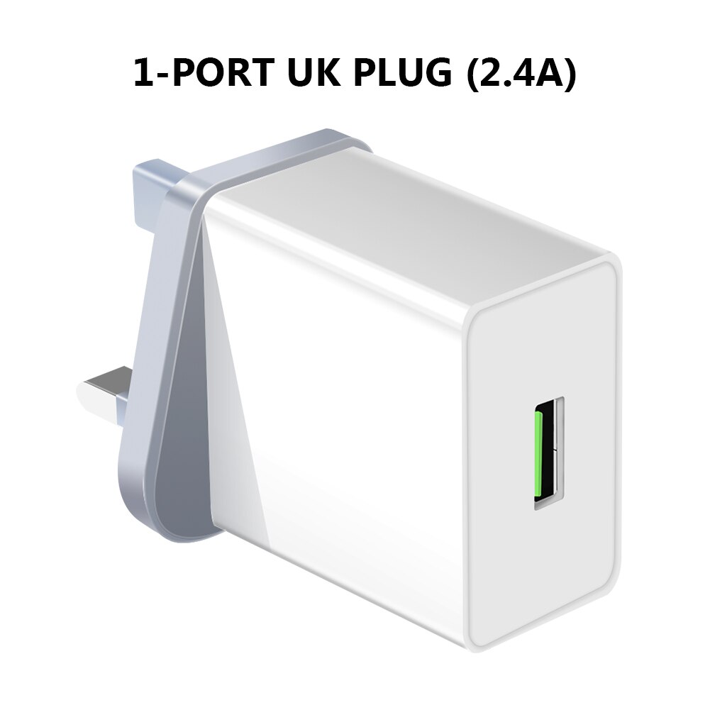 5V 2.4/3A Uk Plug 1/4 Usb-poort Adapter Mobiele Telefoon Lader Apparaat Quick Lading Qc 3.0 mobiele Telefoon Oplader Fast Charger: 1 USB port charger