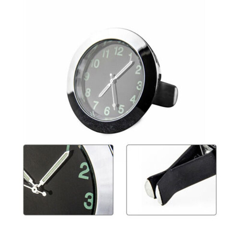1pc Car Clock Auto Air Vent Quartz Watch Interior Chrome Metal Exhaust
