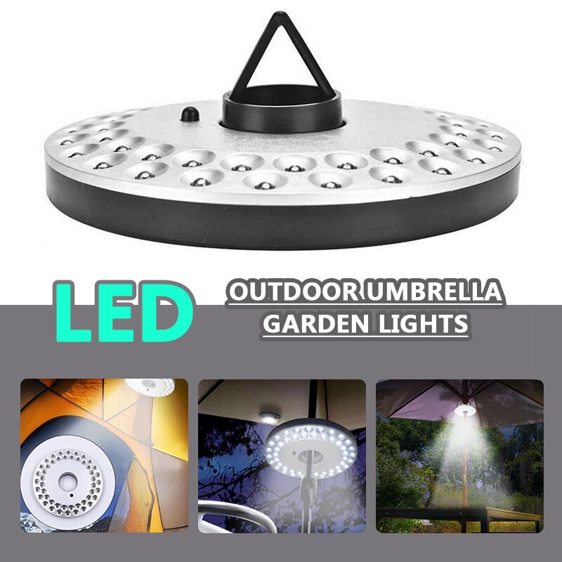 Slitesterk 48 ledet lys plen lyspole lys hage utendørs camping paraply hvit telt lampe bærbar lanterne lys hage ledet