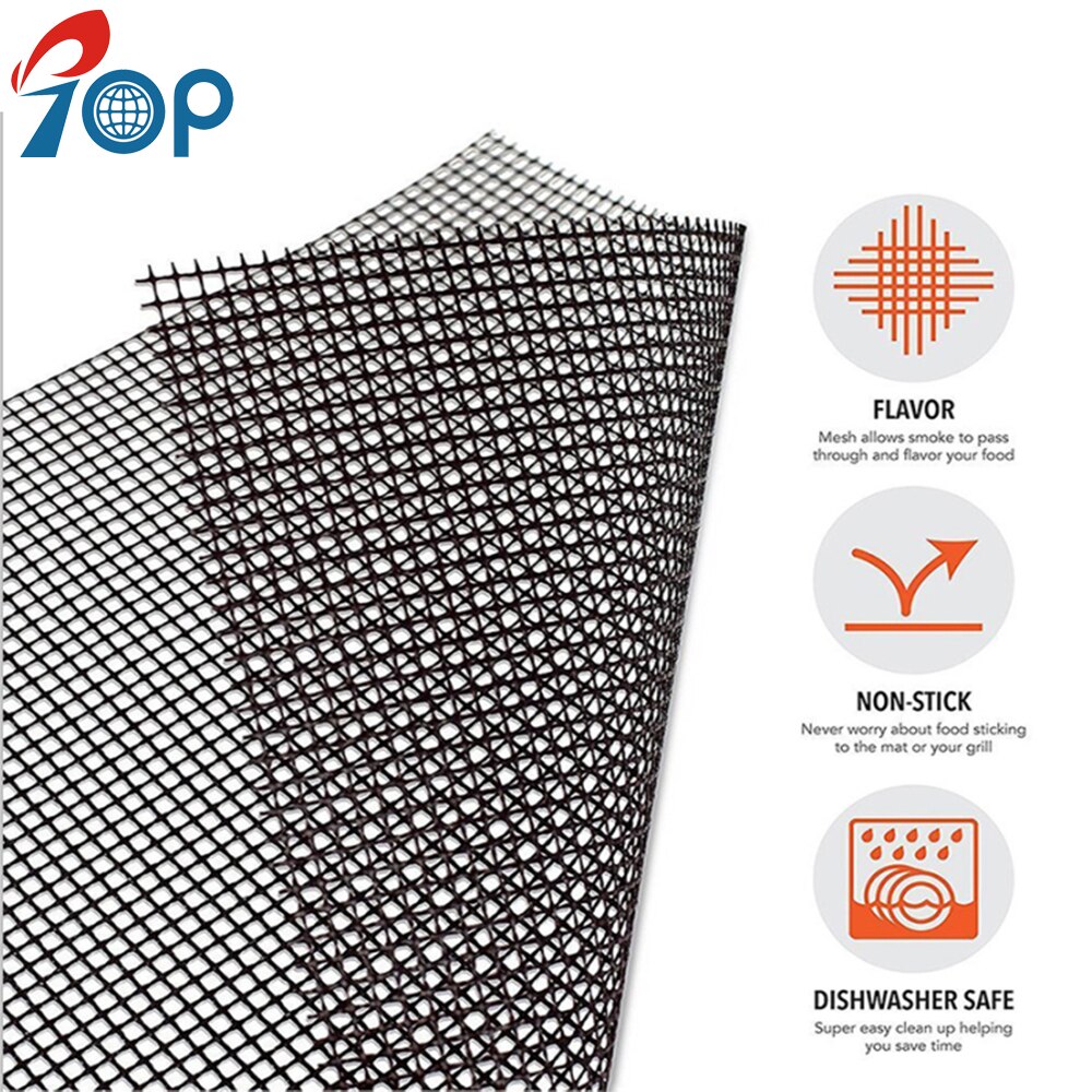 5 PC 40X33CM Reusable Barbecue Grill Mesh Mat Non-stick Kitchen Cooking Smoker BBQ Mat Grill Pad Liner BBQ Accessories