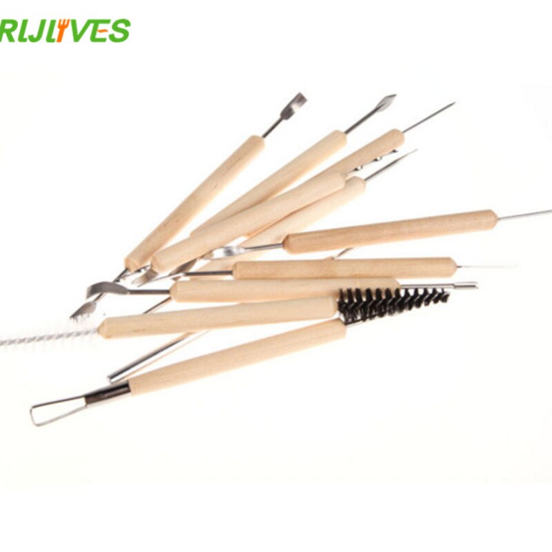 11pcs Clay Sculpting Kit Sculpt Smoothing Wax Carving Pottery Ceramic Tools Polymer Shapers Modeling Carved Tool Wood Handle Set