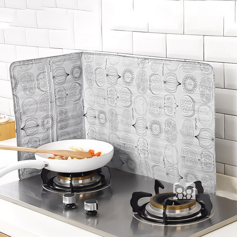 1PC Kitchen Gadgets Oil Splatter Screens Aluminium Foil Plate Gas Stove Splash Proof Baffle Home Kitchen Cooking Tools: F