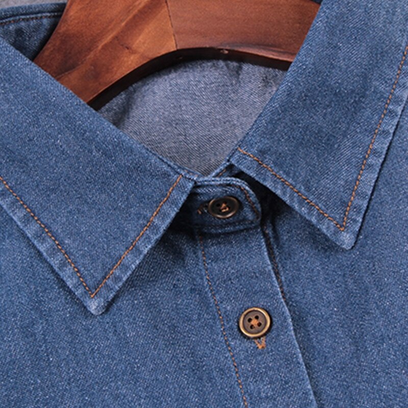Vrouwen Mannen Herfst Gewassen Denim Katoen Valse Nep Kraag Button Down Afneembare Revers Half Shirt Blouse Trui Decoratieve Dickey