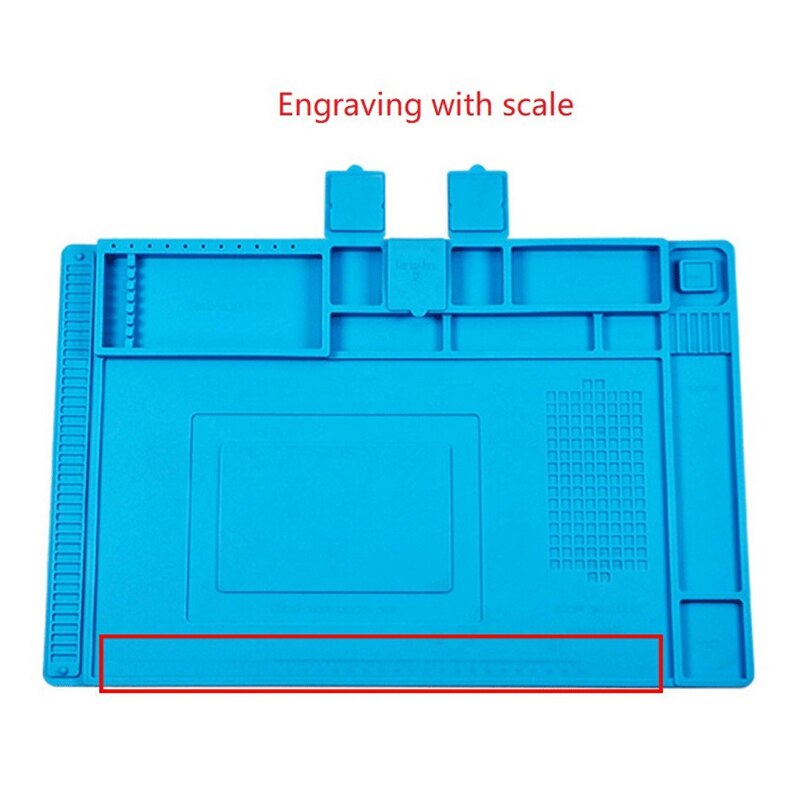 Soldering Mat Heat Insulation Silicone Repair Mat with Scale Ruler and Screw Non-Slip Electronic Repair Mat