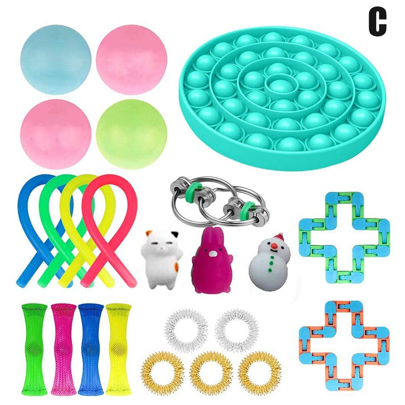 Sensory Toy Set for Kids & Adults - Stress Relief Fidget Toys Assortment - Birthday Party Favors: C