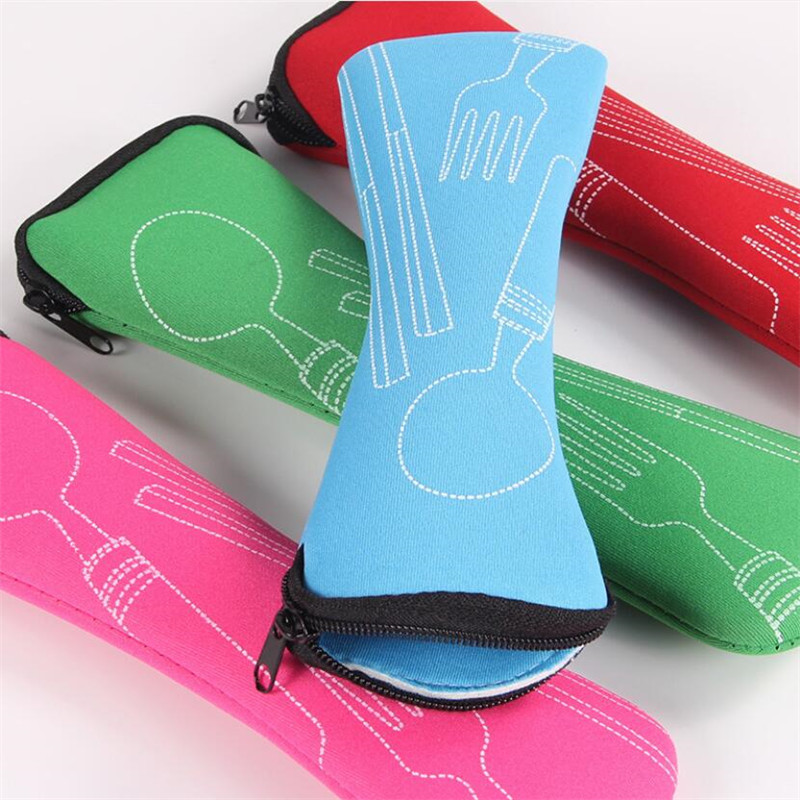 1PC Geschirr Tasche Waschbar mit Reißverschluss Reise Besteck Bausatz fallen Tragbaren Tasche Für Abendessen Haushalt Werkzeug Reisen Zubehör