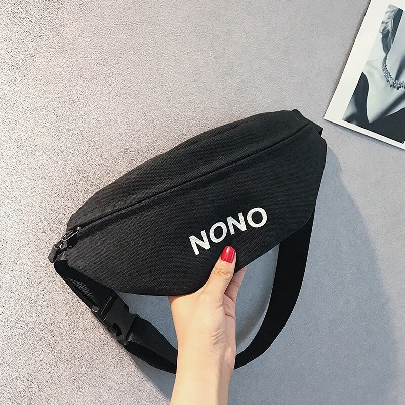 Novo saco de cintura fanny pacote de cinto feminino sacos de festa menina nova tendência peito pacotes de banana material da lona sacos de pacote de hip hop