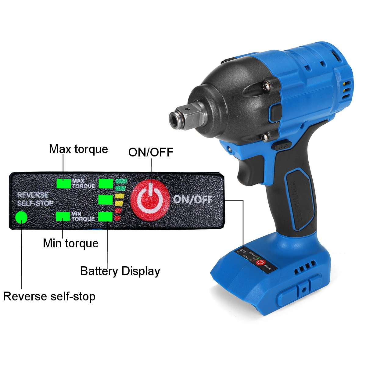 18V 520N.m Cordless Electric Impact Wrench Brushless Electric Wrench Power Tool Rechargeable Wrench For Makita Battery