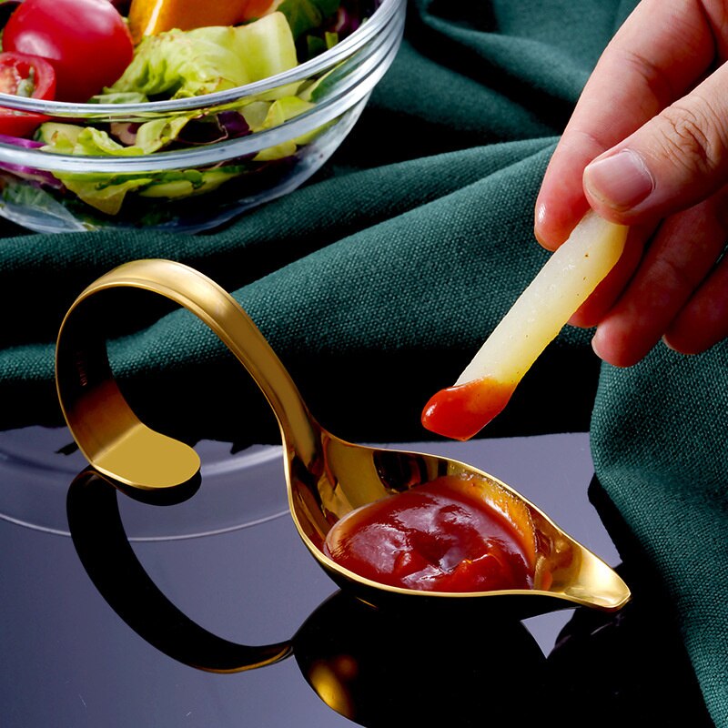 Cuchara giratoria para salsa y carne, herramienta de cocina de acero inoxidable, utensilios de cocina,